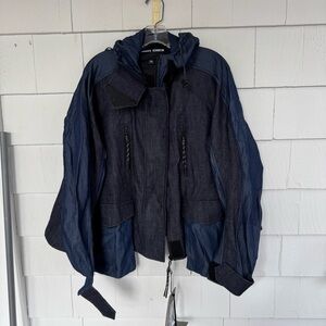 Angel Chen Embroidered Koi Fish Denim Hooded Jacket size 10 NWT NEW